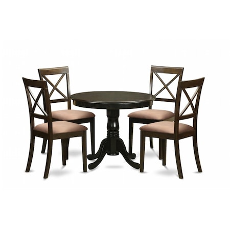 East West Furniture 5 Piece Small Kitchen Table and Chairs Set-Round Table and 4 Chairs For Dining Room ANBO5-CAP-C